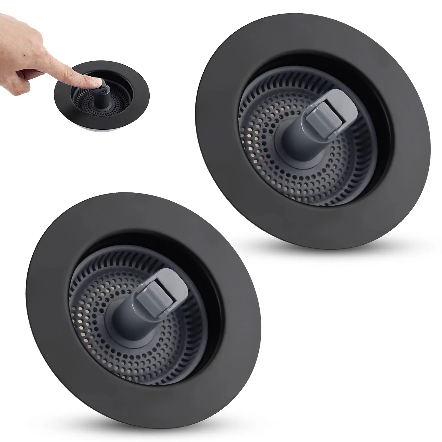 2 Pack-(Black)-304 Stainless Steel with 1 Strainer