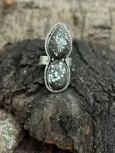 Handmade Sterling Silver Starfox Variscite Adjustable Ring Signed Nizhoni