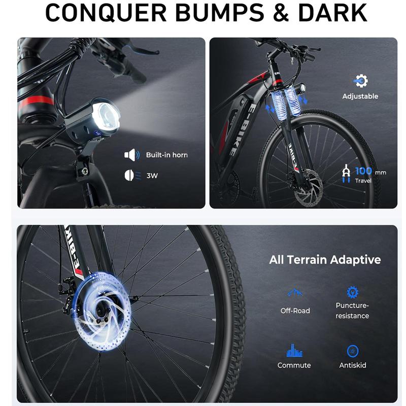 1500W Ebike for Adults– 25MPH Lightweight Commuter Electric Mountain Bike, 576Wh Removable Battery, 50+Mile Range, Front and Rear Brake,7-Speed, 26" Tires, Front Suspension,Easily climb the slope ,ebike for Commuting & Adventure,UL 2849 Certified