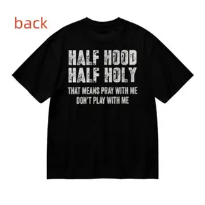 Half Hood Half Holy Pray Hoodie With Me Don't Play With Me Shirt Casual Street Style Pullover Hooded Sweatshirt for Women for Men, Perfect Gift Menswear Cotton Graphics Stylish Outerwear streetwear hoodies for men