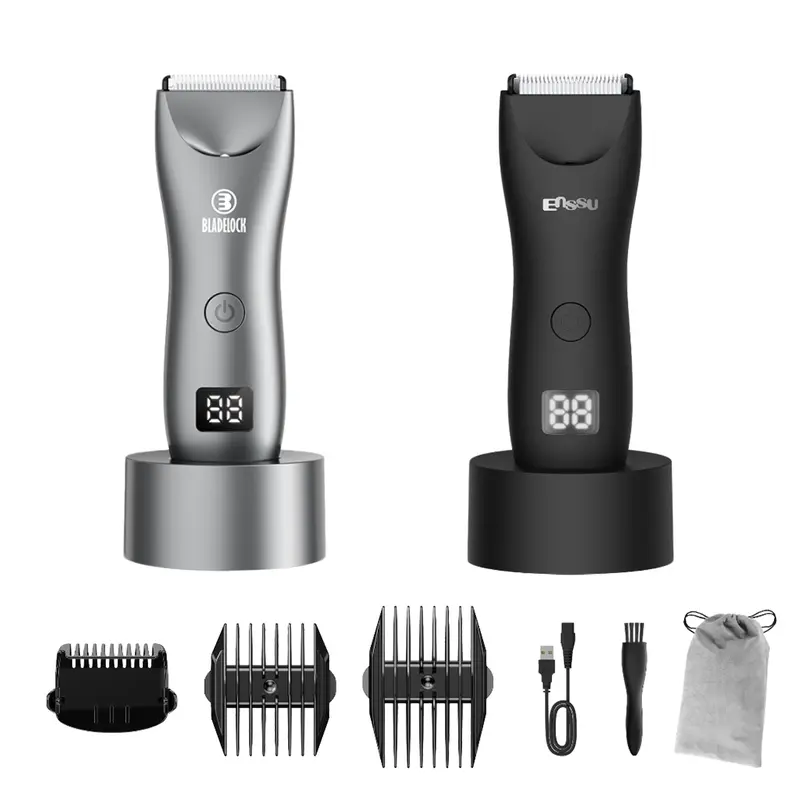 Professional Men's Body Beard Trimmer - Black Motorized Cordless USB Rechargeable Waterproof Groomer, Snag-Free Cut Men's Body Hair Removal Tool, Rechargeable Batteries Hair Trimmers & Clippers