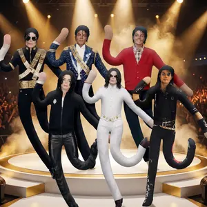 Michael Jackson Collectible Plush Dolls – 6 Pack 11" Poseable Stuffed Figures with Wire Armature, Soft Display Toys, Iconic Stage Outfits, Gift for Michael Jackson Fan Collector