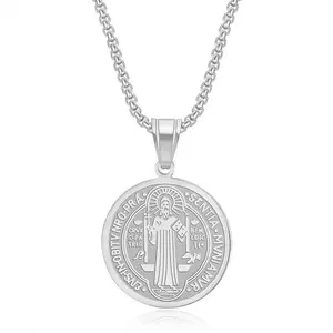 Stainless Steel Saint Benedict Necklace - Simple Design, Elegant Accessory for Any Occasion
