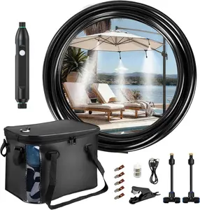 YoungSa 26 FT Portable Misters for Outside Patio - Outdoor Misters for Summer Cooling, Portable Misting System with 4500mAh Water Pump, 20L Bucket, 8 Nozzles, Water Misters for Patio/Umbrella/Camping/Canopy