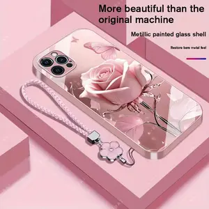 Suitable for [iPhone 12 Pro Max] high-end phone case，a beautiful four-leaf clover lanyard is included,exquisite and high-end design,a variety of colors are available for you to choose from YM99