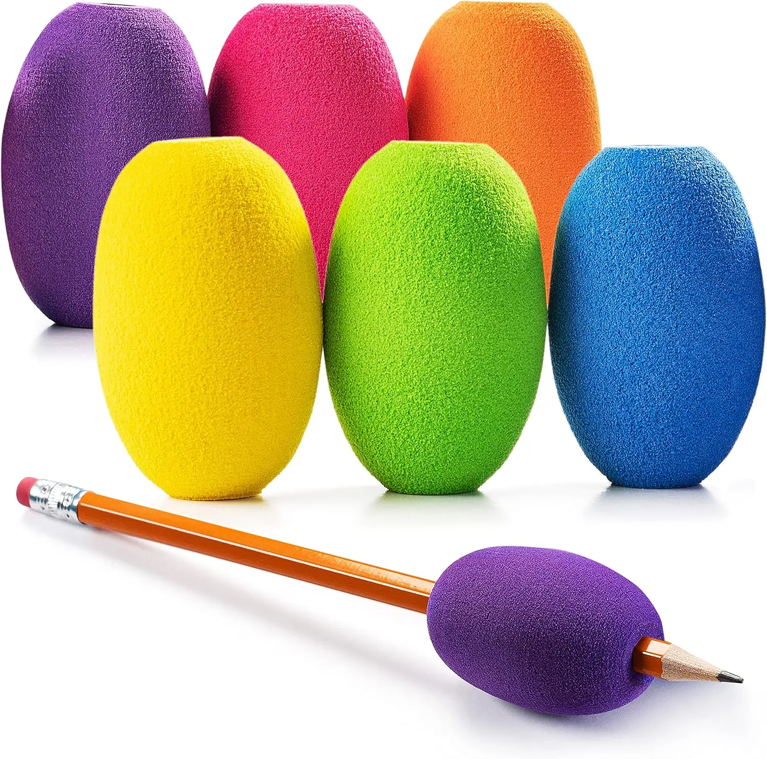 Special Supplies Egg Pen-Pencil Grips for Kids and Adults Colorful, Cushioned Holders for Handwriting, Drawing, Coloring - Ergonomic Right or Left-Handed Use - Reusable