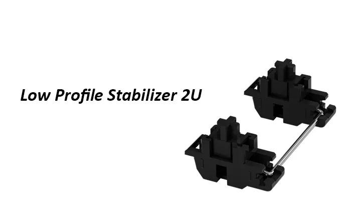 GATERON Low Profile Plate Mounted Stabilizer, Black Housing with Silver Balance Wire, for 60% Low-Profile Mechanical Keyboards (Full 60% Set)