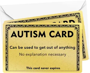 2 Pack Gag Excuse Card: Funny Autism-Themed Novelty Item - Durable Wallet-Size Card Made of PVC Plastic, Perfect for White Elephant Gifts and Stocking Stuffers