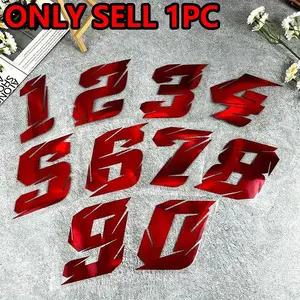1PC Personalized Colorful Red Laser Number Car Sticker Waterproof and Durable Scratch Occlusion Car Body Bumper Triangular Window Glass Metal Surface Universal Racing Style DIY Decorative Vehicle Exterior Decoration Self-Adhesive Vinyl Decal