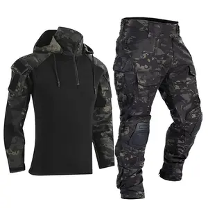 Paintball Work Clothing Uniform Multi Pockets Combat Camouflage Shirts Cargo Knee Pads Pants Suit