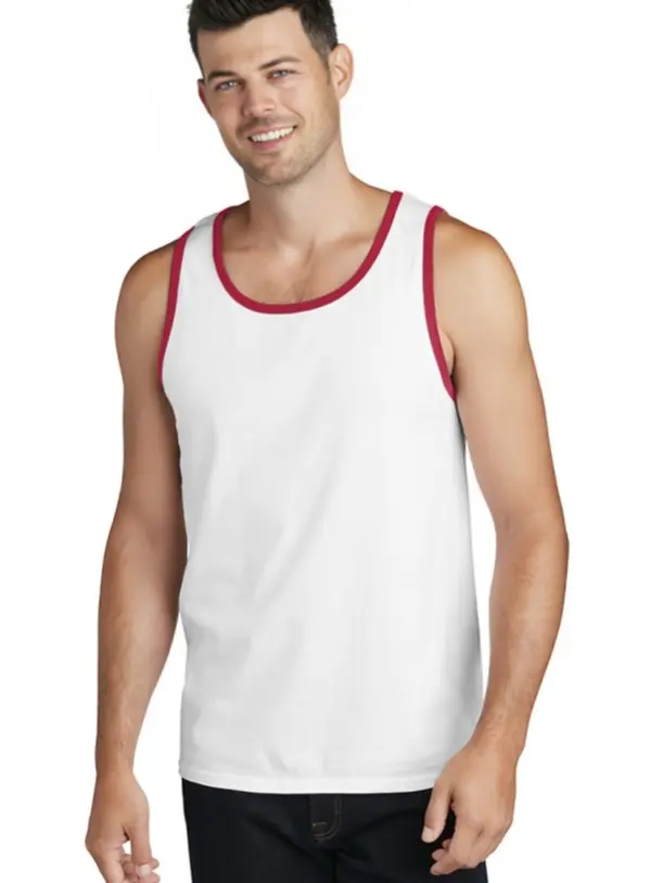 Men's Core Cotton Fashion Tank Top (PC54TT) - Multi-Size Plain Fitted Sleeveless Scoop Neck Undershirt, Ultra-Soft Breathable Lightweight Fabric, Removable Tag, Dark Heather Grey/Athletic Heather/Neon Pink Summer Menswear