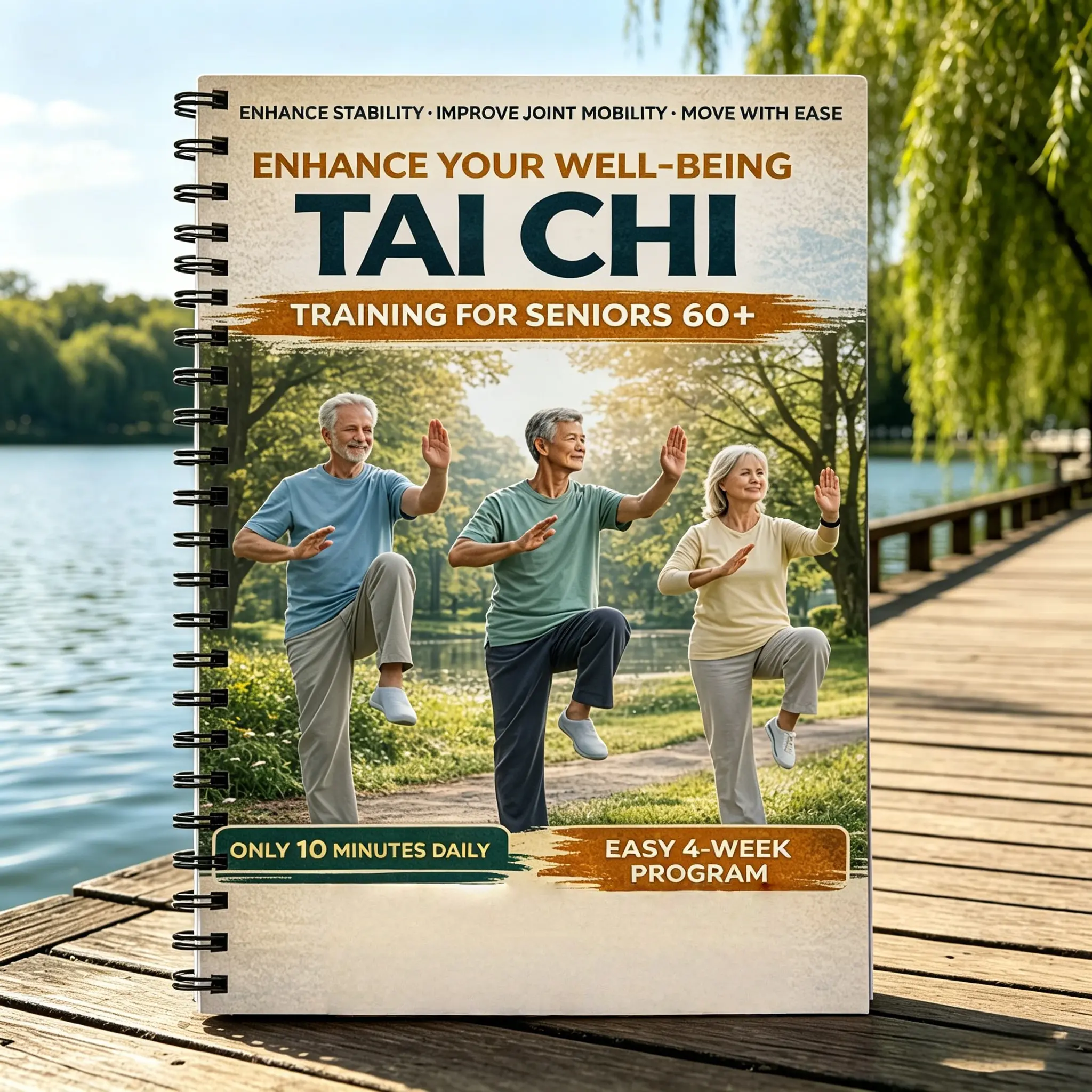 10-Min Daily Tai Chi for Seniors 60+, Easy 4-Week Program, Boost Stability & Mobility, Healthy Senior Fitness Routine, Gentle Exercise Guide, Guided Journal