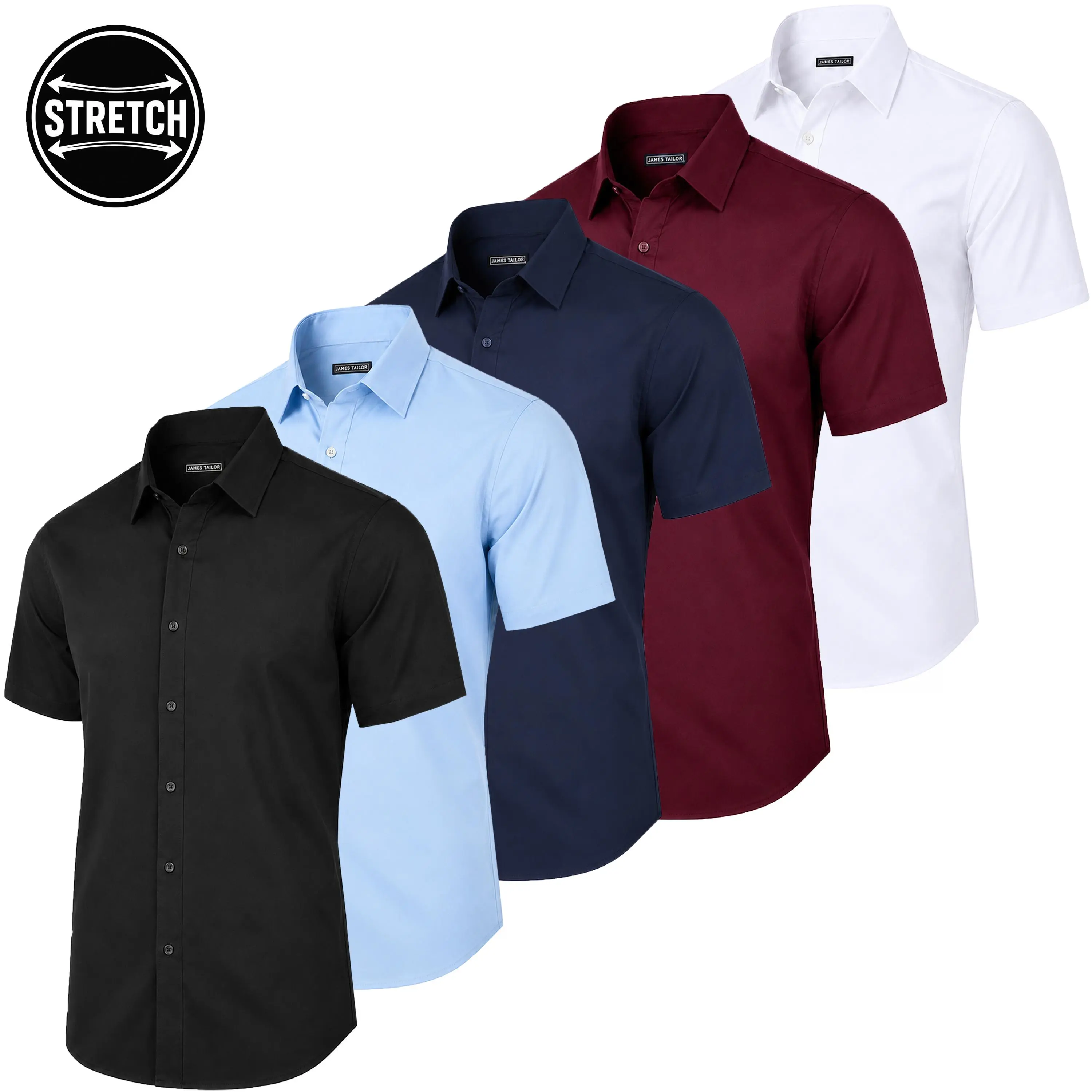 Men's 5 Pack Short Sleeve Stretch Dress Shirt (Sizes, S to 3XL) Men's 5 Pack Short Sleeve Stretch Dress Shirt (Sizes, S to 3XL)