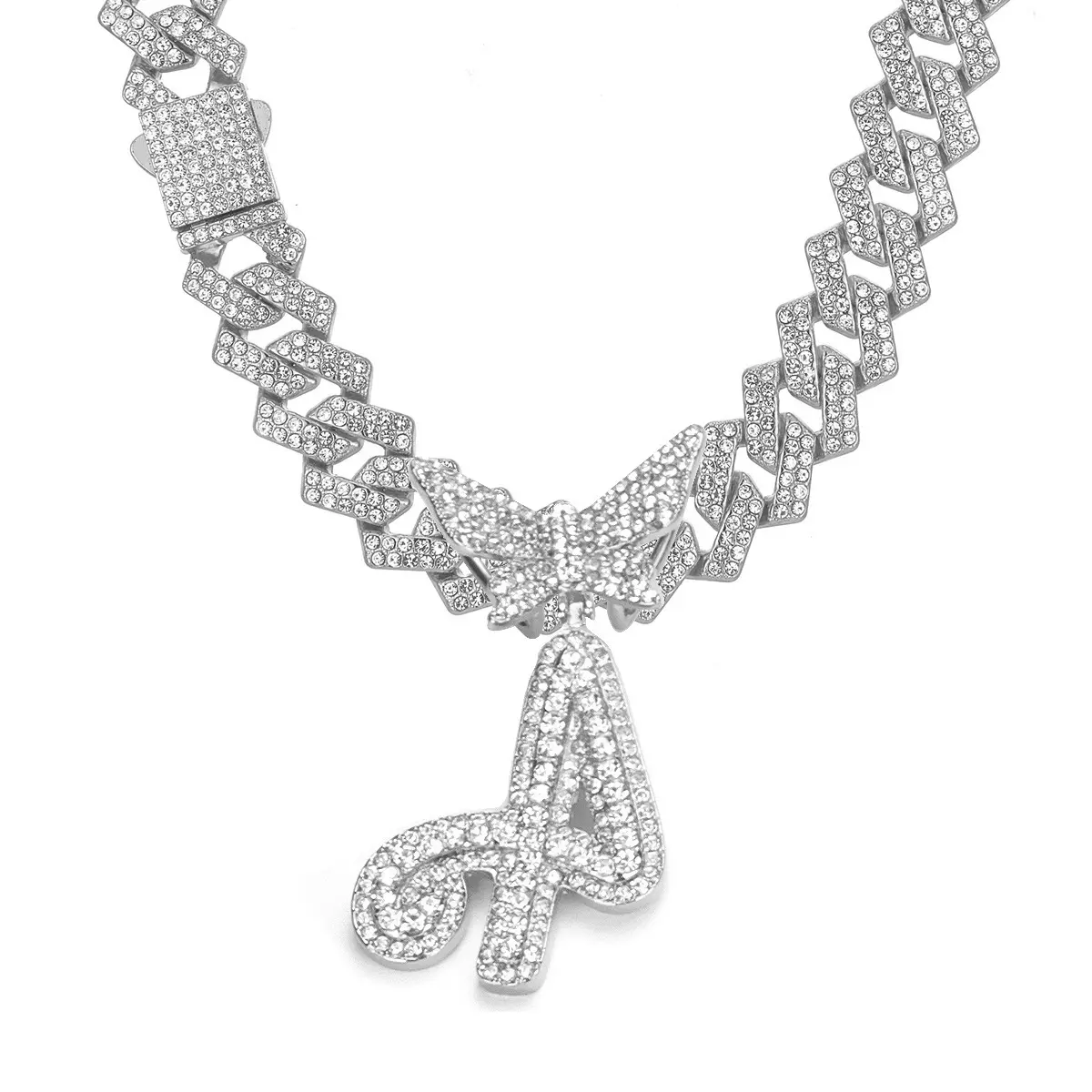 Silver letter necklace A