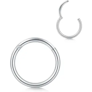 16g 18g 20g 316L Hypoallergenic Nose Rings Surgical Steel Silver Gold Nose Hoops Septum Ring Hinged Clickers Seamless Helix Cartilage Conch Earrings Hoop for Women Men 6mm 7mm 8mm
