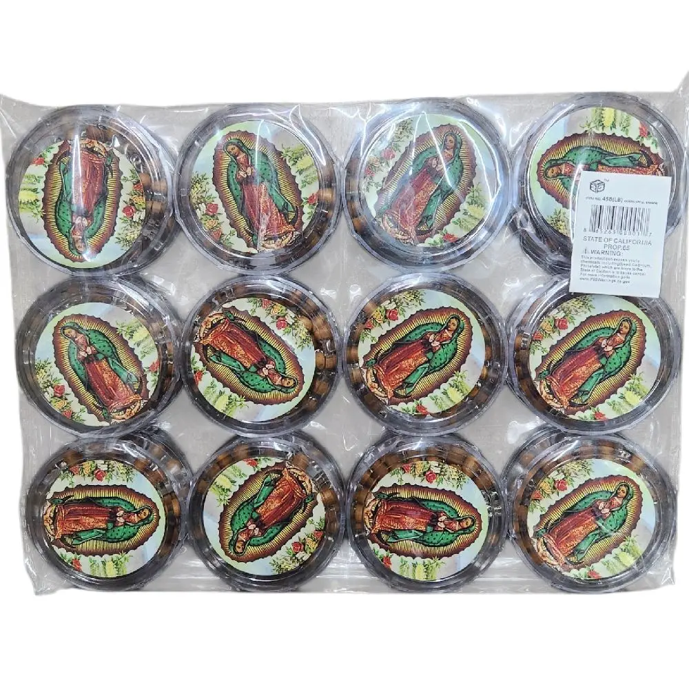 Virgen de Guadalupe Brown Rosary (1 Dozen) 12 pcs Classic Our Lad of Guadalupe Religious Decor Mother Mary Ornaments Rosario Recuerdos party favors Plastic