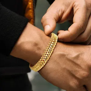 U7 Cuban Link Chain Chunky Bracelets Daily Casual Jewelry for Men