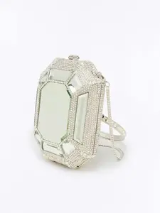 Put A Ring On It Rhinestone Clutch - Silver