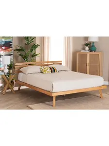 Baxton Studio 193271385232 Joaquin Modern Japandi Rustic Brown Finished Wood Platform Bed - Queen Size