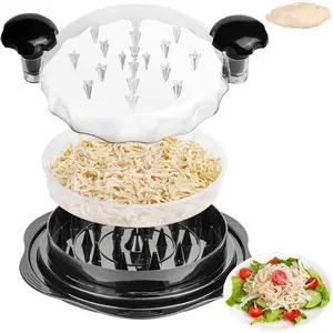 Upgrade Chicken Shredder, Chicken Breast Shredding Tool Twist Large, Meat Twister with Separate Plate, Non-Slip Bottom,  Handle, Suitable for  kinds of Cooked Meat and Salad, Black