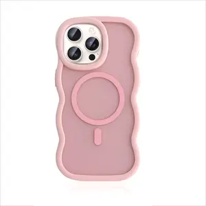 Thickened Raised Protector Frosted Magnetic Wave Silicone Skin feel Phone case for iPhone16 15 14 13 12 11 Pro Max Plus, Anti-Drop Casing Shockproof No Fingerprint Non-slip Protective Protection Cover Smartphone