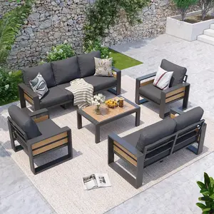 Aoxun Aluminum Outdoor Patio Furniture Set, Coffee Table *1, Dark Grey & Dark Grey