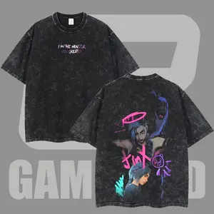 Jinx Arcane Show League Of Legends Washed Game T-shirt Game Soft Cotton, FPS, Game Lover Unisex Shirt Gift for Him Gift For Her Vintage Y2K