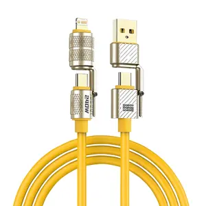 240w Four-In-One Mech Phone Charger Cable, USB PD to Type-C iOS Fast Charging Data Cable, Tpe Material, Cellphone Devices Electronic, Essential for Home and Travel