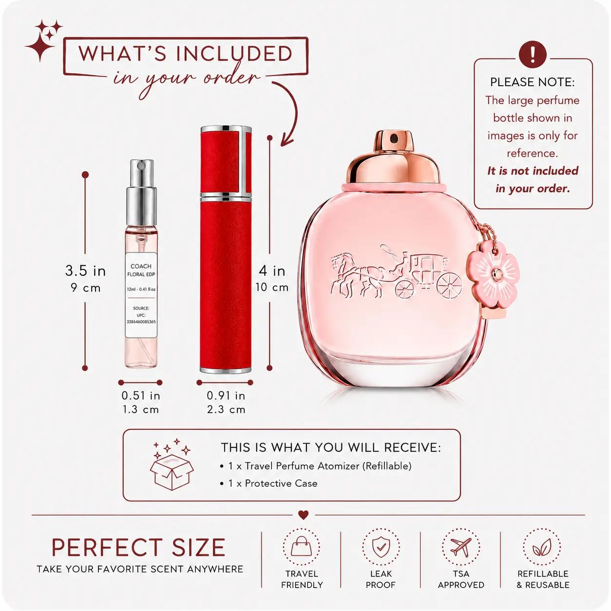 Coach Floral Eau de Parfum, Fresh and Romantic Women's Fragrance with Rose Tea and Jasmine Notes, Travel Size, 12ml / 0.41 fl oz, Co