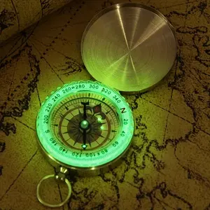 pc Waterproof Luminous Compass, Portable Compass, Suitable for Camping, Hiking, And Outdoor Survival Emergency Tool, Without Battery