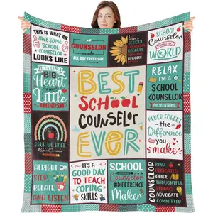 School Counselor Gifts for Women - Counselor Appreciation Gift Blanket Guidance School Counselors Thank You Gift for Birthday Christmas Soft Flannel Throw Blanket for Sofa Couch 60 x 50 Inches
