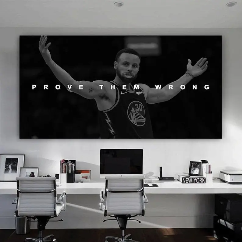 [UNFRAMED POSTER] Stephen Curry Wall Art Motivational Poster, Prove Them Wrong Quote For Office Decor Basketball Wall Art Hustle Poster Inspiring Saying Print