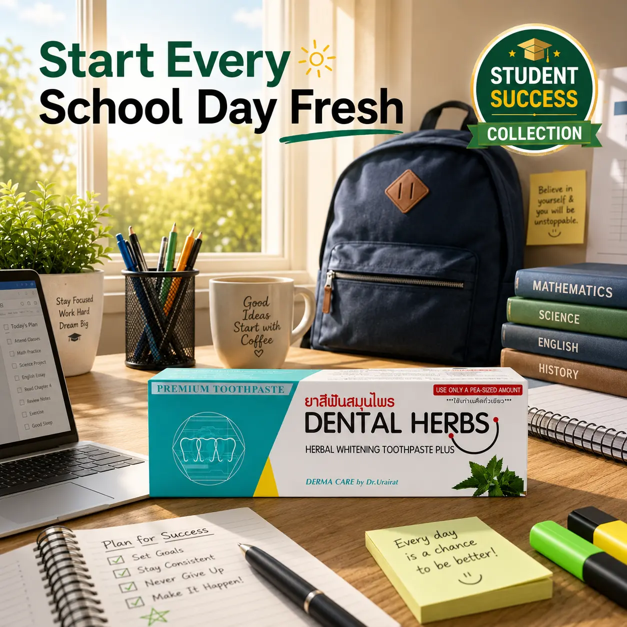 Herbal Toothpaste for Daily Oral Care | Botanical Toothpaste | Fresh Breath Care | Whitening Toothpaste | Helps Remove Everyday Surface Stains | Premium Toothpaste | Made in Thailand | 80g