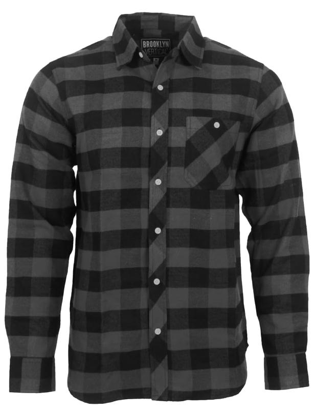 BROOKLYN VERTICAL Men's Flannel Plaid Button Down Long Sleeve Casual Shirt with Front Pocket Soft Breathable Fabric Fitted Loose Fit for All Seasons Menswear Top