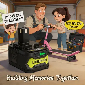 #fathersdaygift 2pack 18V 8.0Ah Upgraded P117 18V 8.0Ah 18V RB18L50 Lithium Battery for RYOBI P108 P102 P104 High Capacity Cordless Tool Batteries