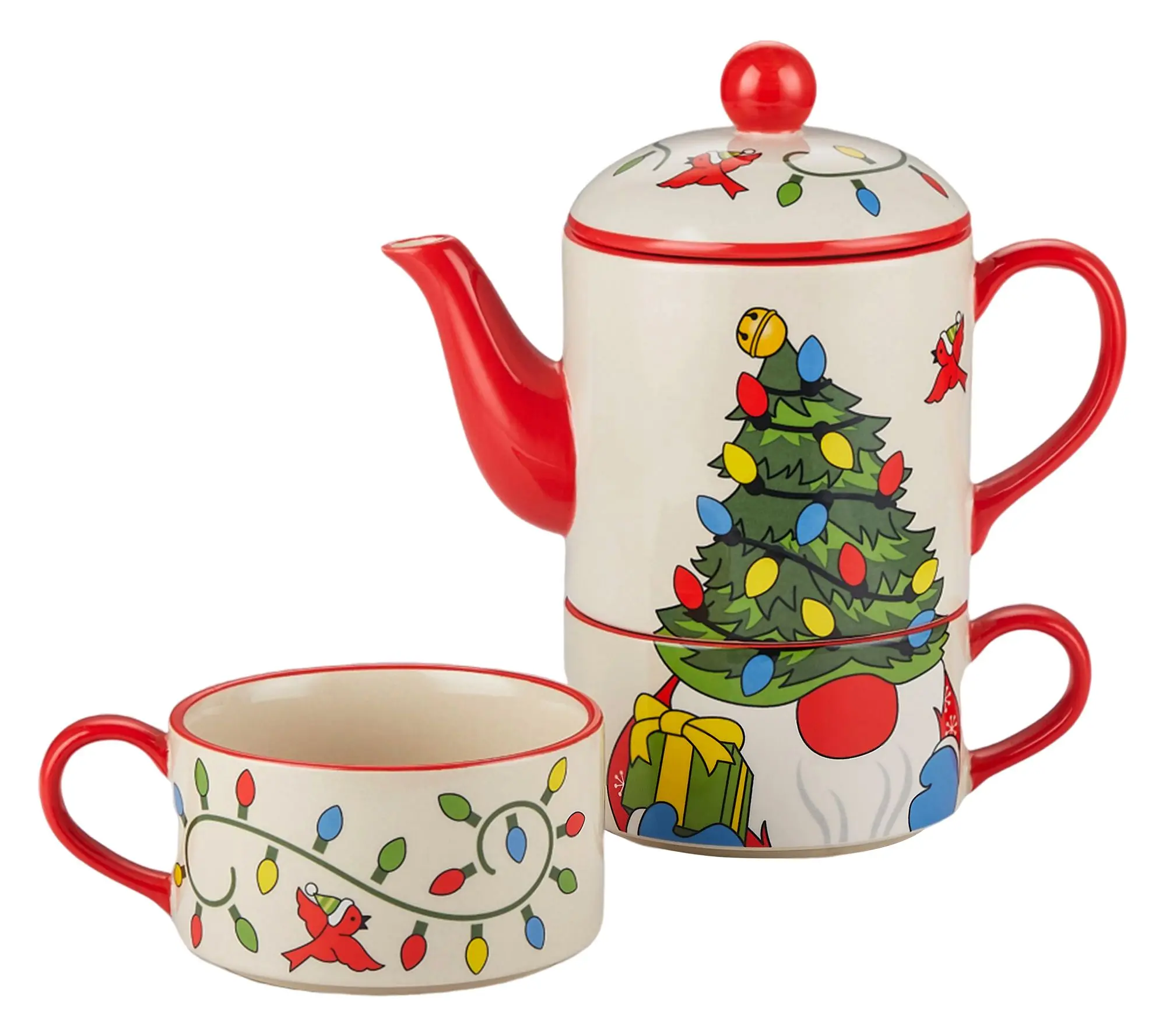 Temp-tations Seasonal Tea for Two Set with 2 Mugs & 20-oz Teapot