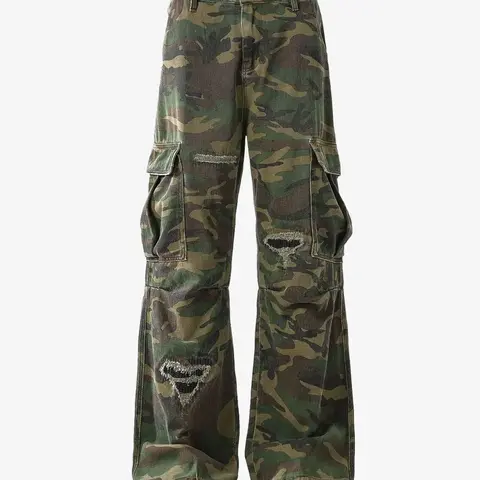 Supermade Women's Baggy Camo Streetwear High-Waisted Jeans - Pocketed Casual Bottoms with Perfect Fit for Outdoor Activities, Back to School Shopping
