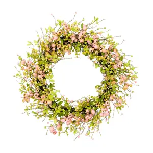30" Artificial Blossoming Poppy Spring Wreath