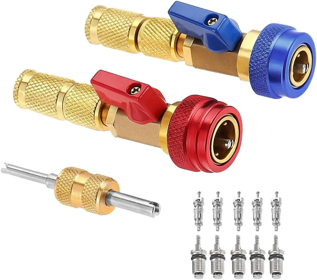 R134A Valve Core Quick Remover Installer, 2 Pack High Low Pressure Valve Core Remover Tool Kit for R13A R12 Refrigerant Air Conditioner System