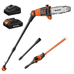 MAXLANDER 8 Inch Pole Saw and 18 Inch Pole Hedge Trimmer, 2-in-1 Cordless Pole Saws for Tree Trimming, 15-Feet MAX Reach, 16ft/s Speed, 20V Pole Chainsaw with 2.0Ah Battery & Charger lawn  edger