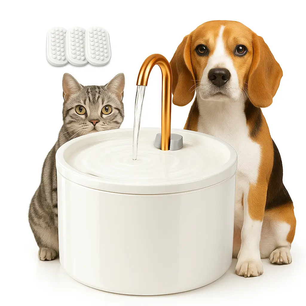 DOOOB Ceramic Cat Water Fountain – Automatic Pet Drinking Fountain, Ultra-Quiet & Filtered Water Dispenser for Cats & Small Dogs