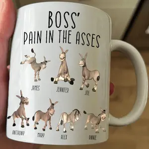 Boss' Pain In The Asses Mug, Funny Boss Gift, Personalized Mug, Gift for Boss, Coworker, Woman Her on Christmas