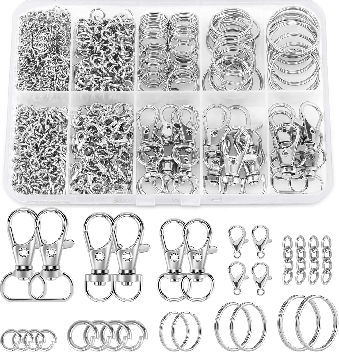 523 count  Making Kit,  Making Supplies Including Keychains Clips Hooks, Key Chain Rings, Lobster Claw Clasps and Jump Rings for  Making Supplies, Crafts