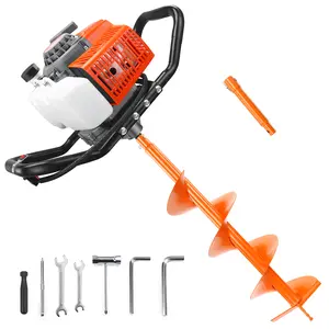 NEOTEC 72CC 2-Stroke Gas Powered Earth Auger Post Fence Hole Digger Equipped with multiple sizes of drill bit combinations, Petrol Drill Borer for Garden & Lawn, Digging