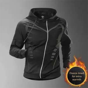 Winter Fleece-Lined Running Jacket Sports Top Autumn Winter Outdoor Quick-Dry Windbreaker Cycling Clothing Sports Student Training Wear