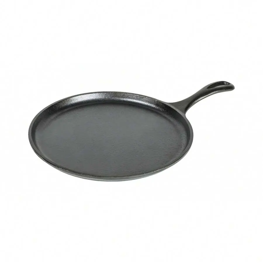 10.5 in Round Seasoned Cast Iron Camping Griddle Comal - Durable Single-Size Outdoor Cooking Pan, Fits Campfire, Stoves