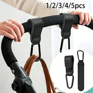 1/2/3/5pcs Hook Baby Stroller Accessory, Pushchair Hooks, Velcro Hook Pram Hook, Bag Holder Pram Leather Style, Carabiner Pram Attachment