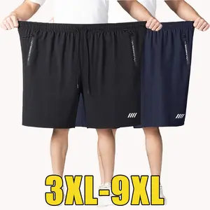 3XL–9XL Oversized Men’s Summer New Trendy Athletic Breathable Versatile Shorts — Fashionable, slightly stretchy, comfortable loose fit; zippered pockets; skin-friendly, minimalist design; wear-resistant, wrinkle-resistant straight-leg casual shorts suitab