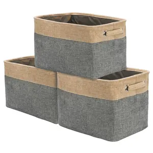 Sorbus Twill Storage Basket Set (3-Pack) - Household Organiser for Clothes, Toys, and Holiday Items - Collapsible, Portable, and Durable
