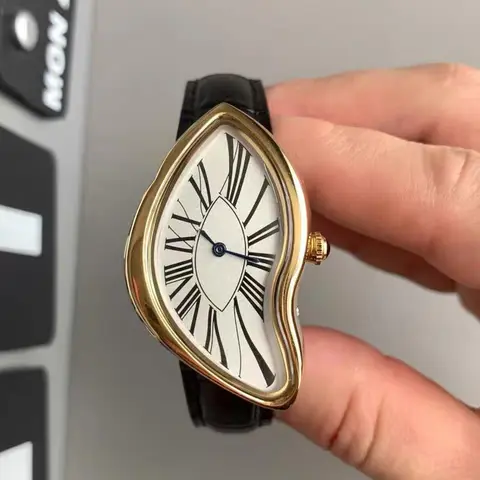 Creative Irregular Shaped Fashionable Analog Watch, Vintage Y2K Quartz Wristwatch with Alloy Case and Mineral Glass, Unique Fashion Accessory for Daily Wear